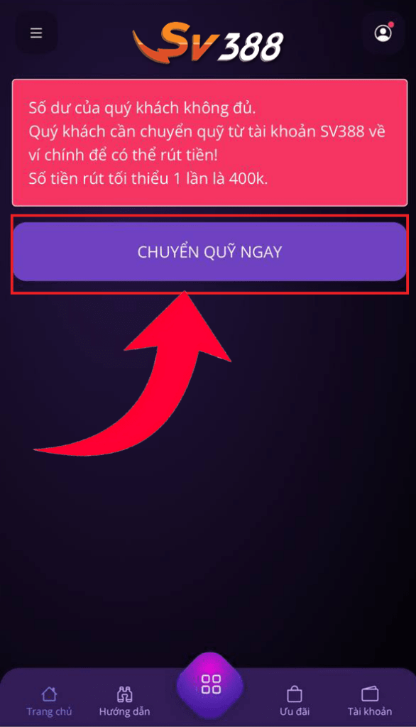 Bấm vào ô Chuyển Quỹ Ngay Bấm vào ô Chuyển Quỹ Ngay