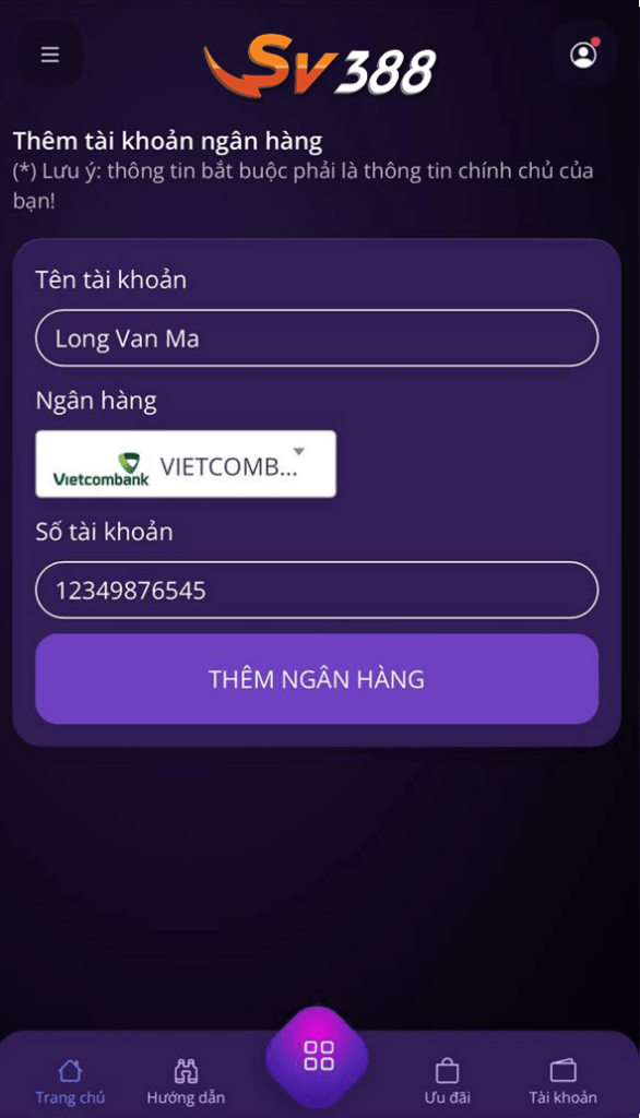 Thêm thông tin ngân hàng Thêm thông tin ngân hàng